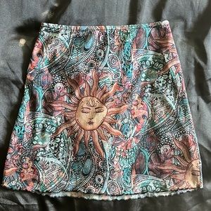 Women’s Sun Print Multi-Color Zip Skirt
